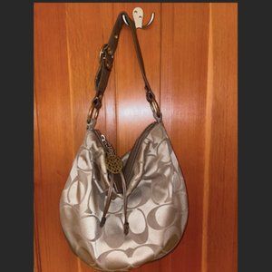 Vintage COACH Monogram Hobo Bag- Gold & Brown